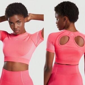 Gymshark Coral Pink Seamless Short Sleeve Crop Top